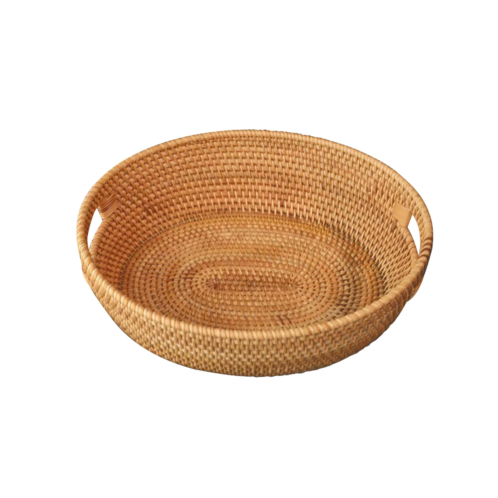 

Настольная корзина для фруктов для гостиной и кухни, плетеная с ручкой из ротанга, легко чистящаяся, прочная, большой емкости, поднос для хра...