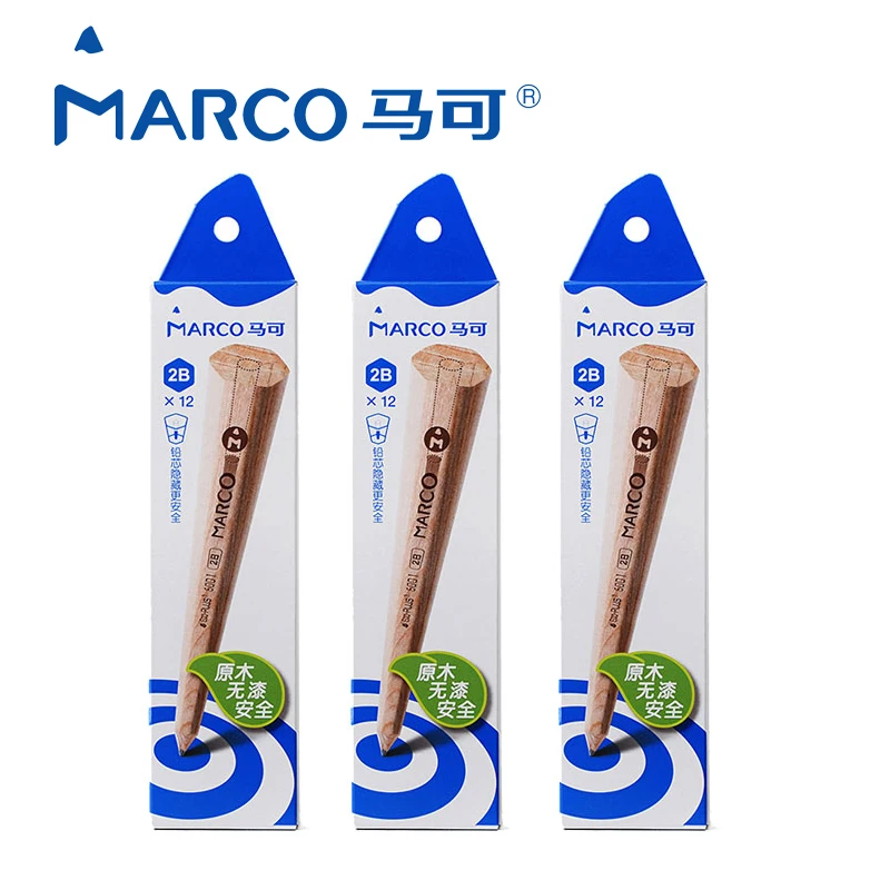 3 коробки Marco 6001/6003/6000E/6004E натуральный деревянный карандаш