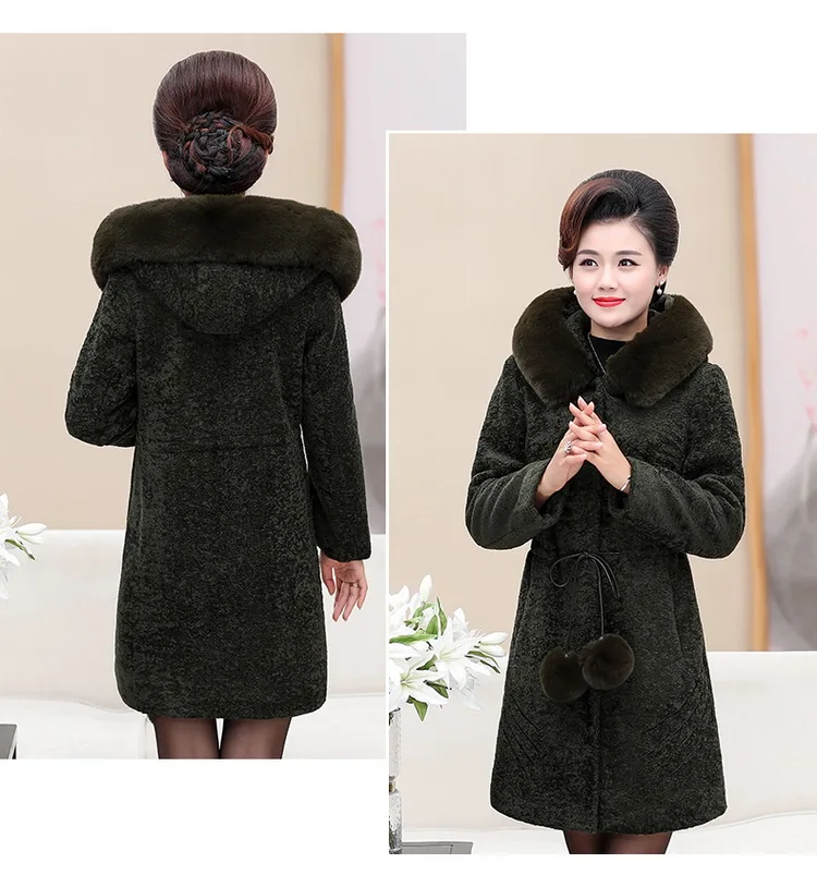 Новинка 5XL, шерстяное Норковое Пальто, женская зимняя куртка, роскошный воротник из лисьего меха, с капюшоном, теплая верхняя одежда, стрижка овец, длинное пальто