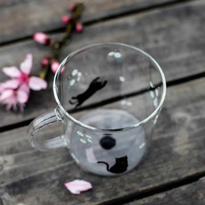 Японский мультфильм стакан с принтом чашка 280 мл термостойкий олень кошка кролик