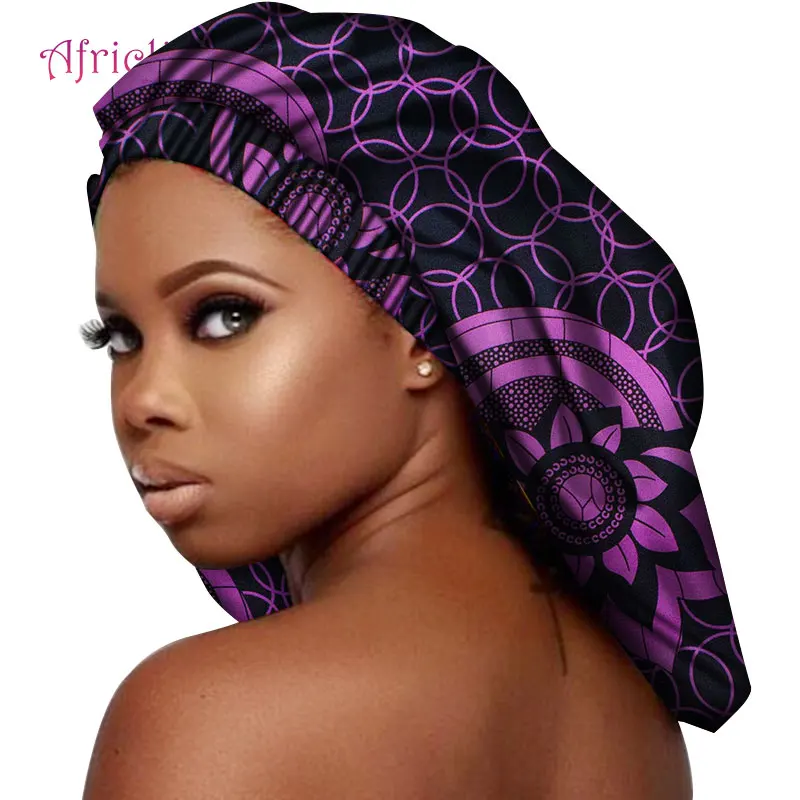

Bandanas African Print Satin Bonnet Hat Double Layer Headwrap Ankara Women Decoration Fashion Lady Hair Accessories WYB296