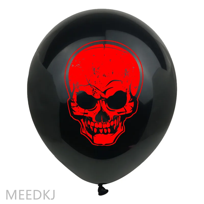 

10pcs Halloween blood color black background printing balloon blood handprint skull ghost face party decoration
