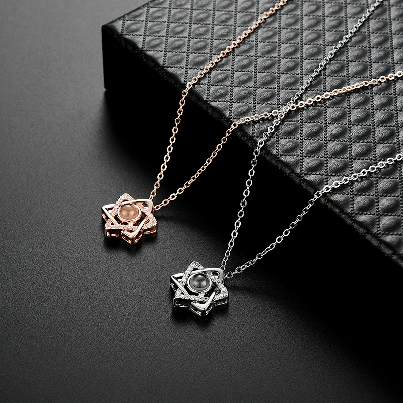 Ожерелье женское с подвеской в виде листьев и звезд на 100 языках | Украшения