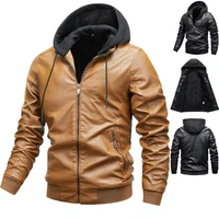 mens fleece liner pu leather jackets coats hooded autumn winter casual warm motorcycle coats for men windbreaker biker jackets