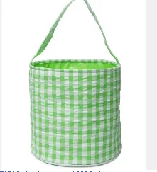 

1PC Sample Gingham Bucket Holiday Plaid Tote Bag Seersucker Check Holiday Gift Egg Basket Seersucker Tote Bag DOM112-1510