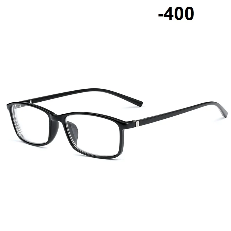 Vazrobe очки для близорукости для мужчин и женщин TR90 минус-100 до-600 рецептурная оптика линзы очки мужские женские готовые очки - Цвет оправы: black myopia 400