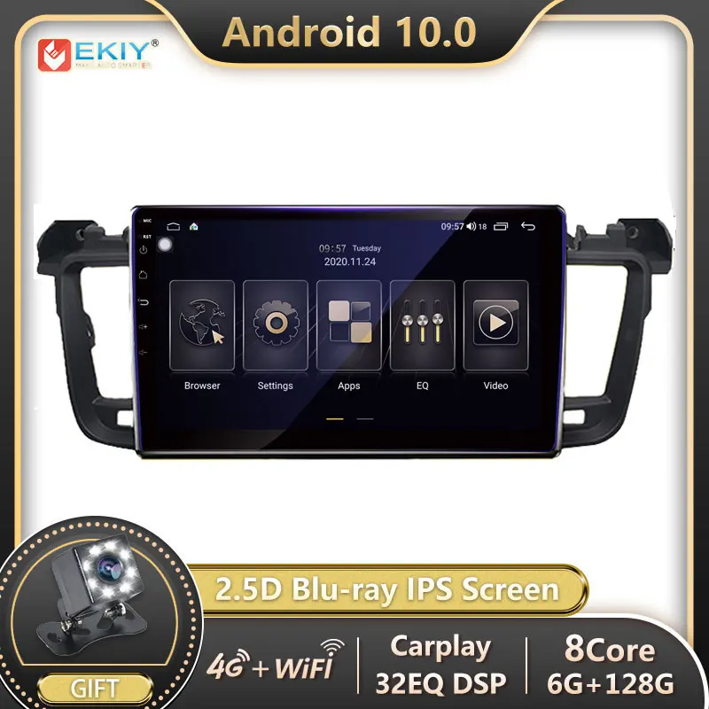 EKIY 9 &quotIPS Android 10 0 автомобильный Радио мультимедийный плеер система для Peugeot 508 2012
