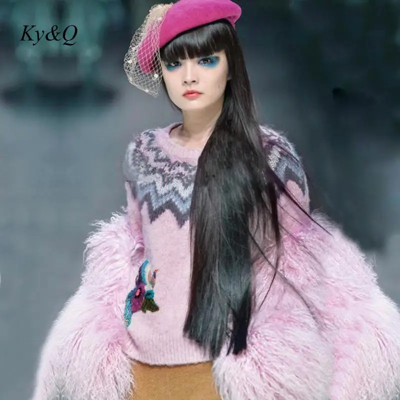 Дизайнер подиума 2019 зимний женский Рождественский милый Роскошный розовый