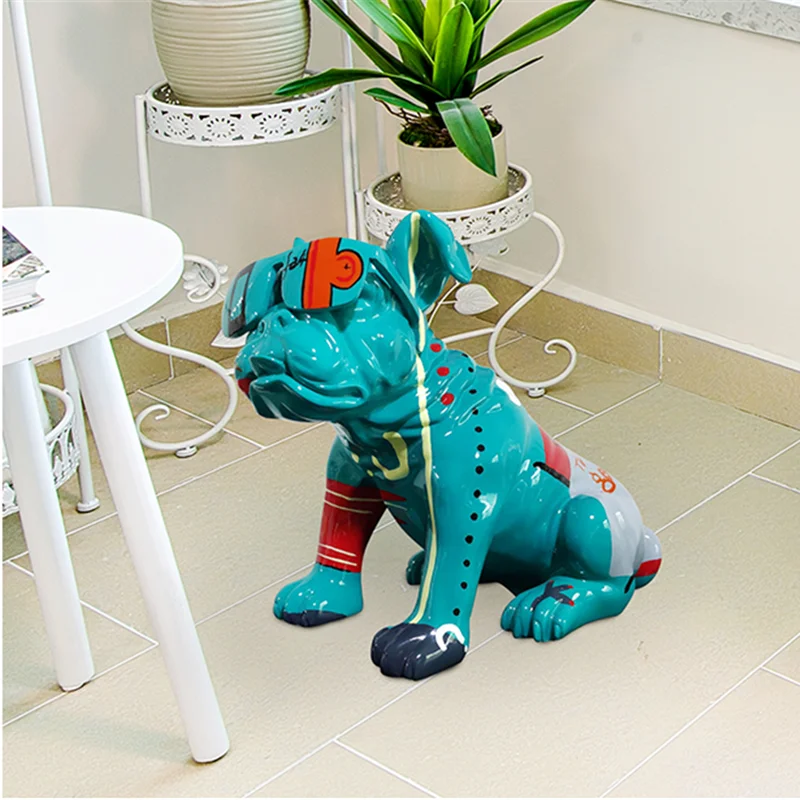 

35CM Creative Cartoon Doodle Bulldog Living Room Decoration Painted Lucky Dog Crafts KTV Clothing Store Mall Decoration