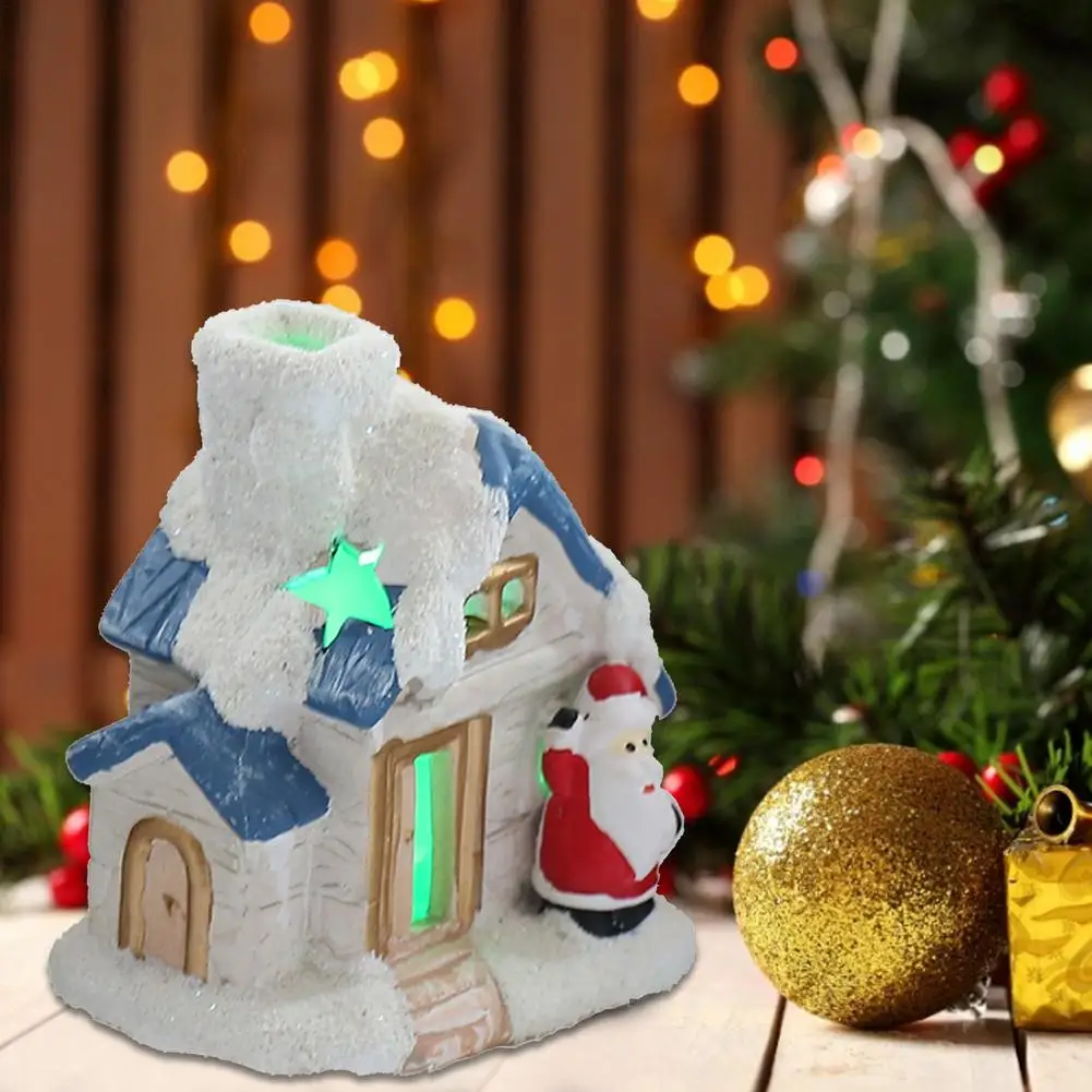 2021 Miniature Figurines Cute Dreamy Snow Scene Cottage House With Light Christmas Desk Ornament Accessories Craetive Toy Gift | Дом и сад