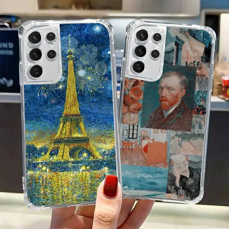 

Van Gogh Starry Night Oil Painting Phone Case Transparent for Samsung A 10 21S 31 50 51 52 12 71 S note 10 20 21 fe plus ultra