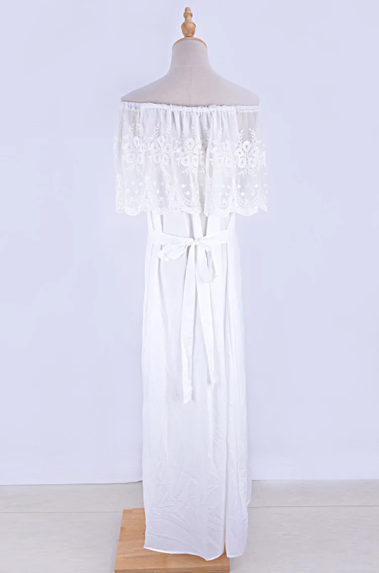 Женское длинное кружевное платье бохо элегантное белое пляжное с открытыми