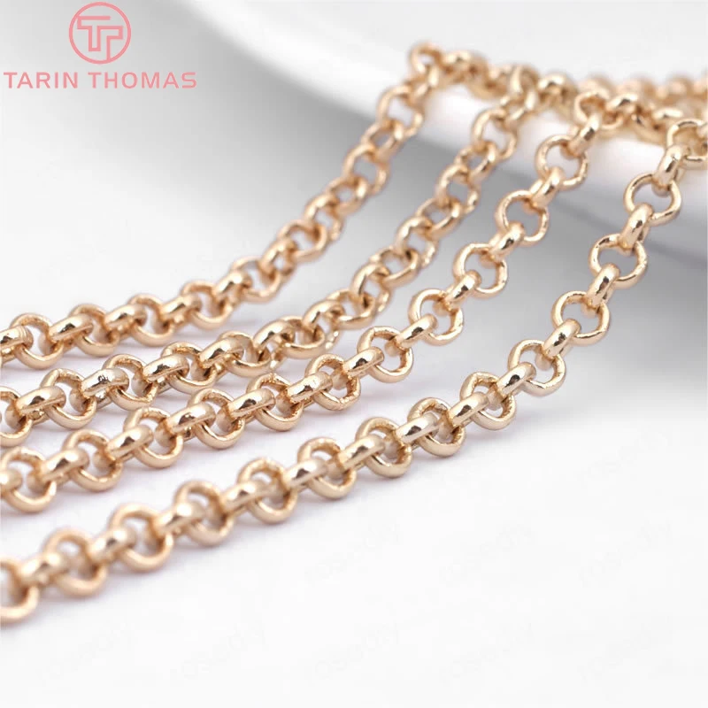 Латунные круглые цепи с покрытием 24-каратным золотом 2 м мм 5 3 цепочки для