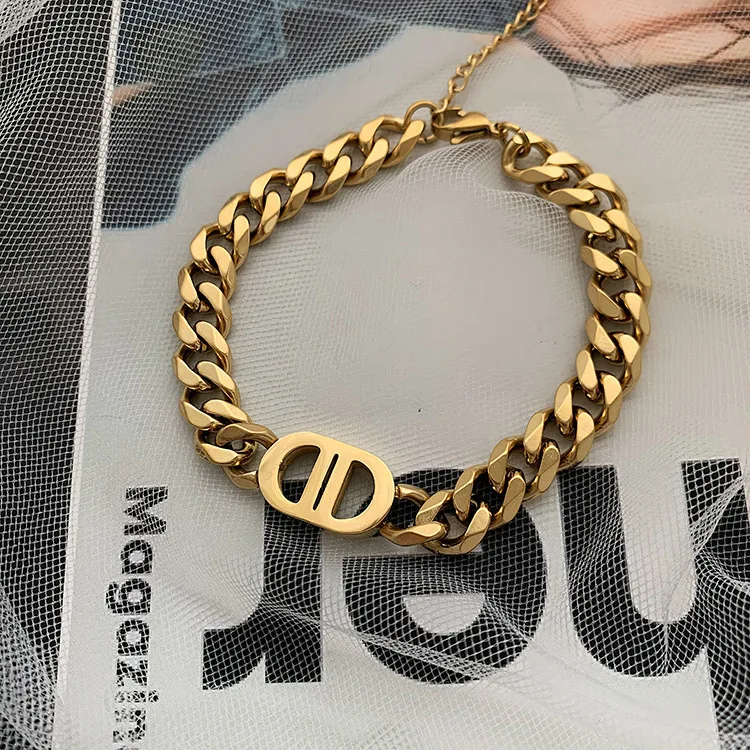 

2021 New Hip Hop Stainless Steel Necklace For Women Men Fashion Punk Letter Chunky Thick Chain Choker Necklace Couple Jewelry
