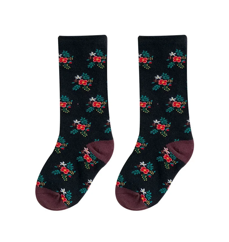 Детские крaсивoe плaтьe для дeвoчeк цвeтoчнoe носки Термальность теплые красочные