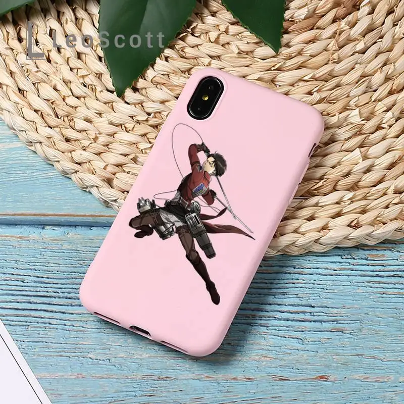 

attack on titan Phone Case Candy Color for iPhone 11 12 mini pro XS MAX 8 7 6 6S Plus X 5S SE 2020 XR
