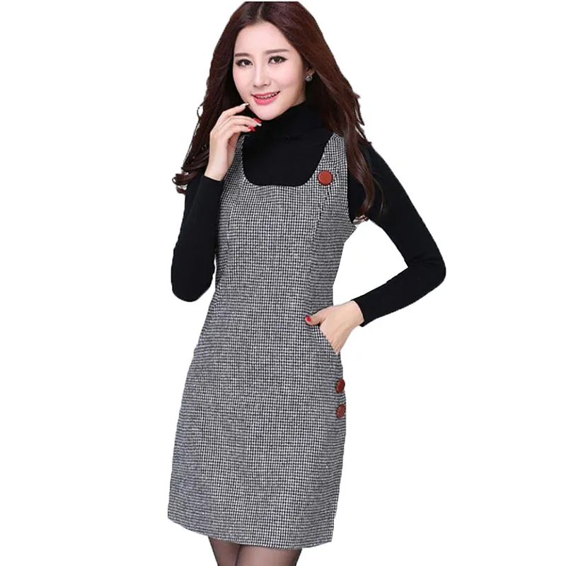 Модное женское платье 2019 новое шерстяное без рукавов большого размера тонкое на