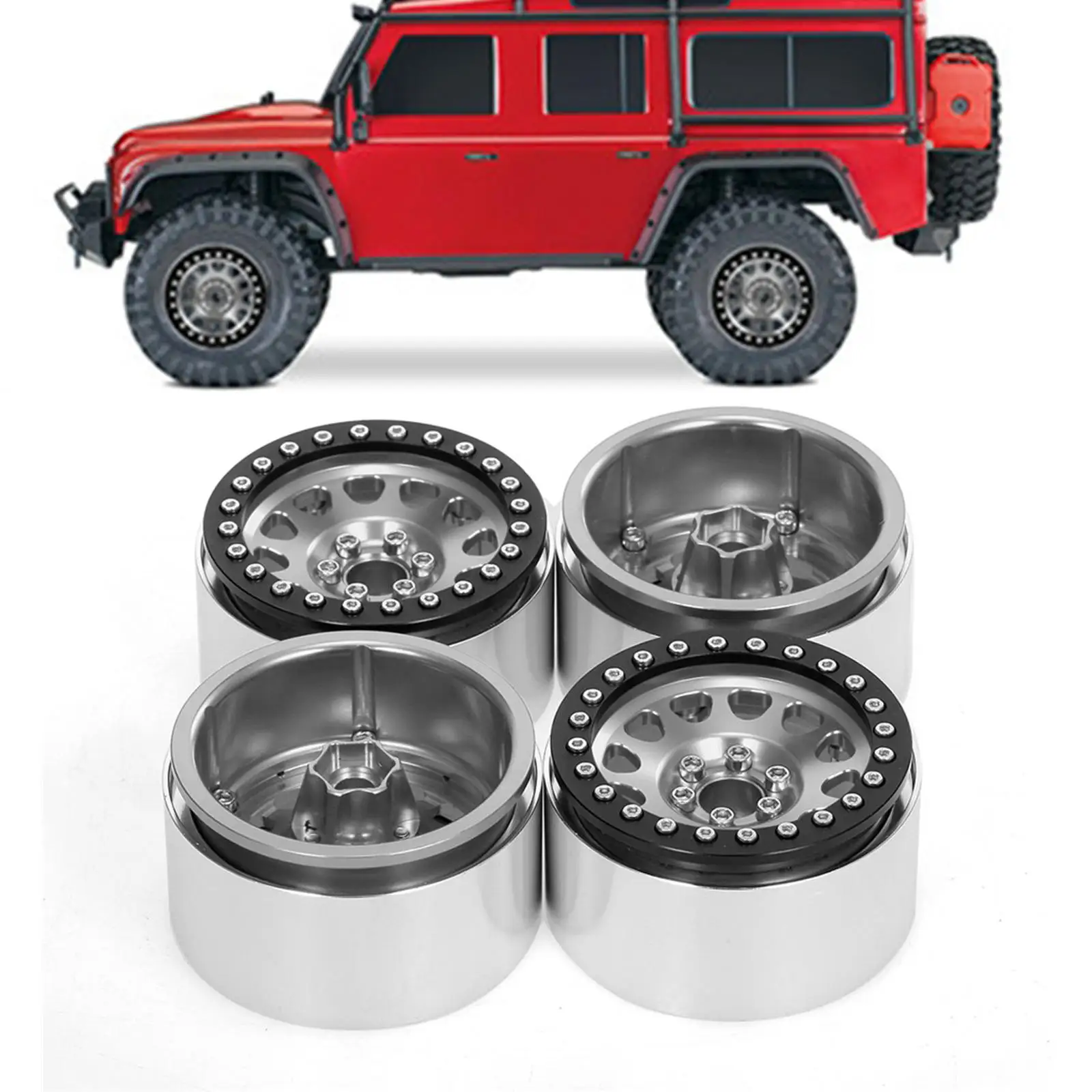 

4x Beadlock Wheel Rims 1:10 DIY Heavy Wheel Hub Wheel Rims Car Model Lovers
