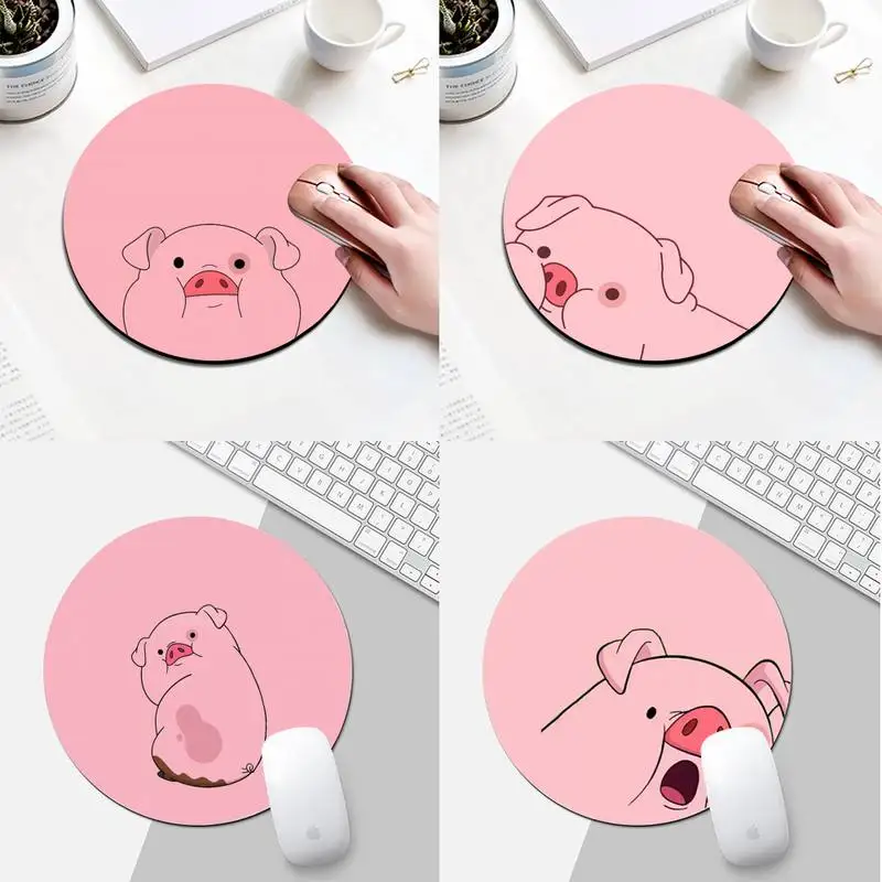 

Cute Cartoon pig Rubber Mouse Durable Desktop Mousepad Round Desk Gamer Gaming Mat For PC Laptop Round Mouse Pad