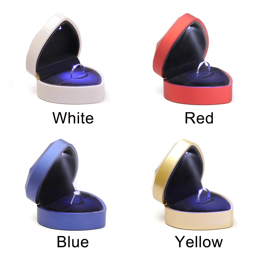 Дисплей Органайзер предложение бижутерия в форме сердца свадьба светодиодный держатель света бархатная коробочка для кольца Свадьба хранения