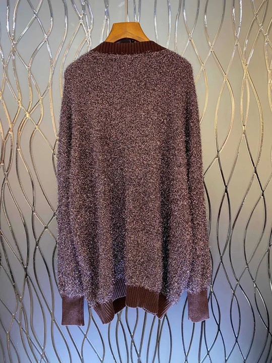 

2020 autumn and winter new women's V-neck furry decorative buttoned long-sleeved cardigan sweater 1110