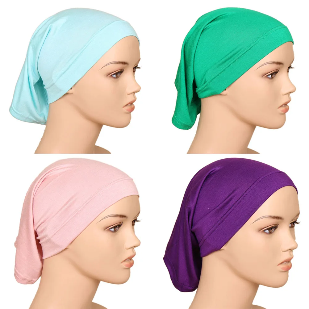 

Elastic cotton muslim head scarf Unisex Headscarf Sweat Absorbent Cotton Turban Underscarf Hijab Tube Cap carf Hijabs turban