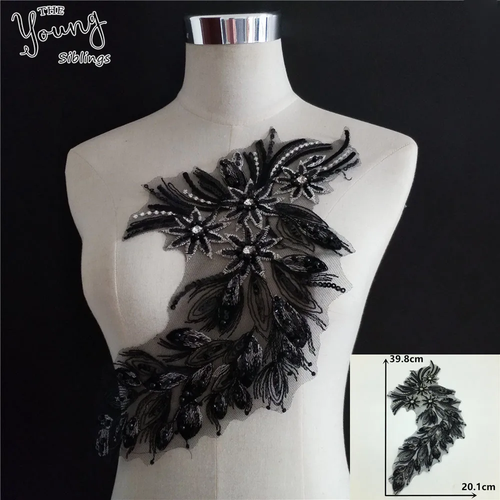 Тюль кружевная ткань 3D цветок ABS жемчужная Вышивка Золотая линия кружевной