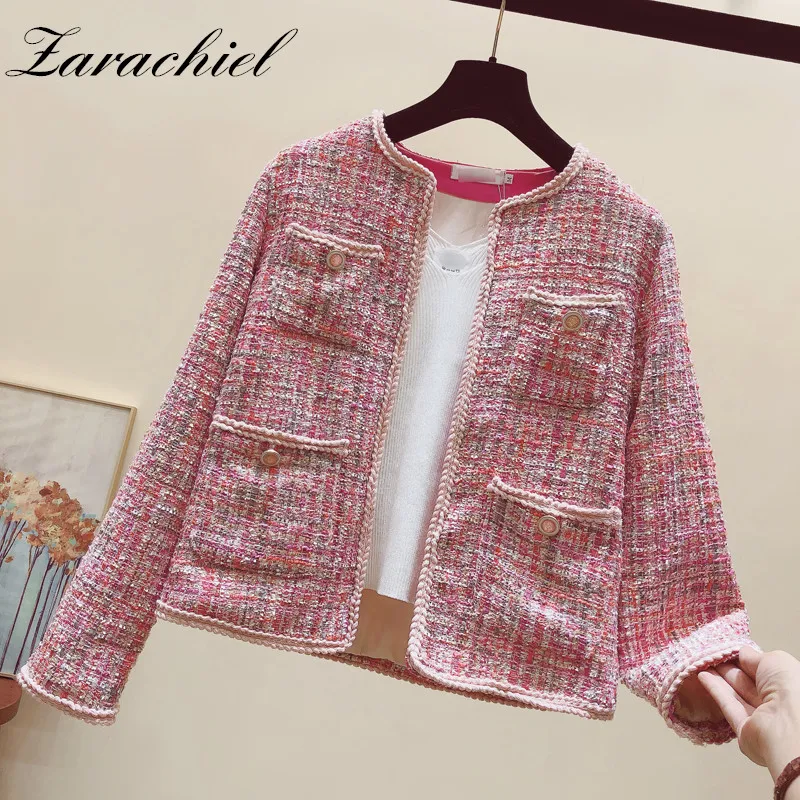 Женская короткая куртка с круглым вырезом и длинным рукавом повседневная