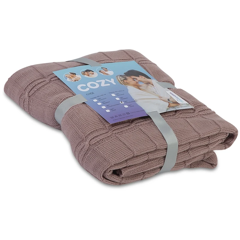 COZY плед 130x180 150x200 пыльно розовый Delicatex|Шаль| |