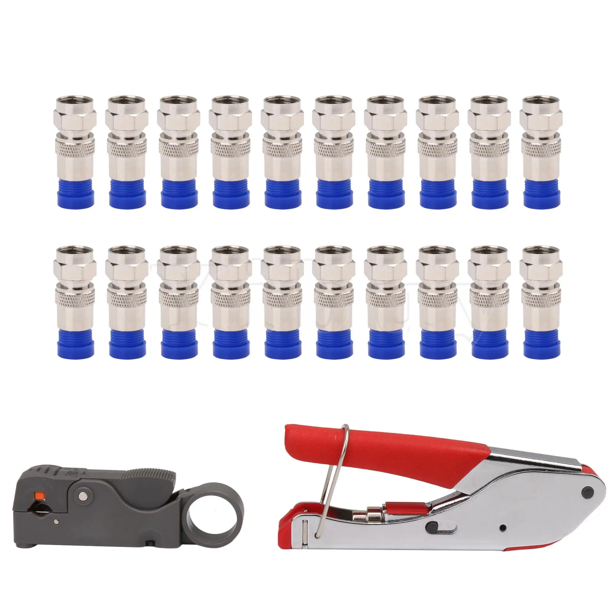 

22x Coax Cable Crimper Coaxial Compression Wire Stripper F Connectors