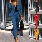 Женский комплект из 2 предметов, элегантный двубортный Блейзер и брюки, модный шикарный женский комплект из блейзера и брюк, 2021