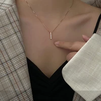 charming neck chain fashion simple long strip geometry pendant necklace womens wedding s925 silvery accessories statement gift
