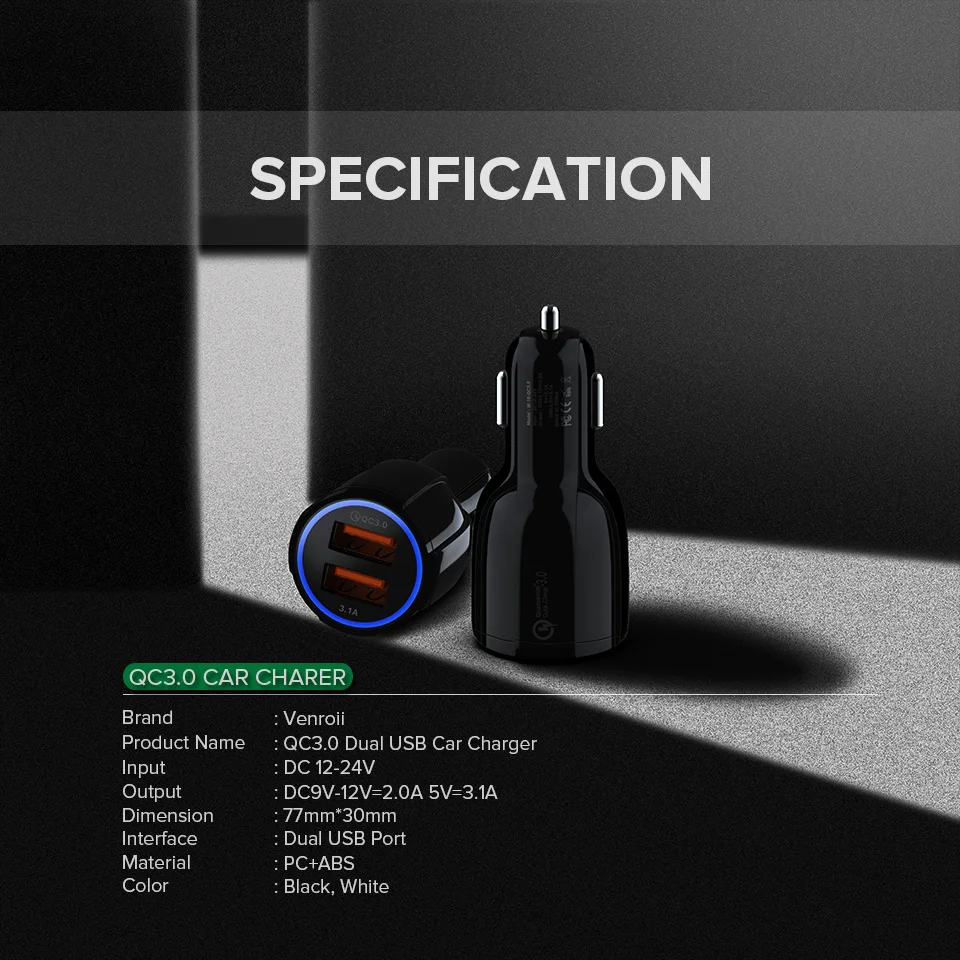 Автомобильное зарядное устройство с двумя Usb-портами адаптер для быстрой зарядки