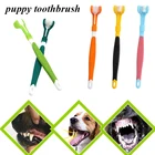 Зубная щетка с тремя головками для собак, зубная щетка для домашних питомцев, уход за зубами, щетка для очистки от неприятного дыхания, Мягкая зубная щетка для маленьких искусств