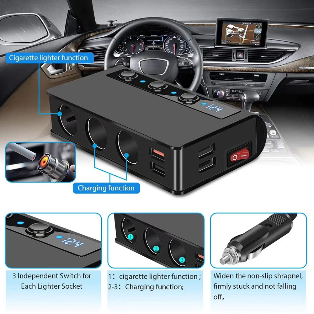 Разветвитель автомобильного прикуривателя 4 Порты USB Зарядное устройство на