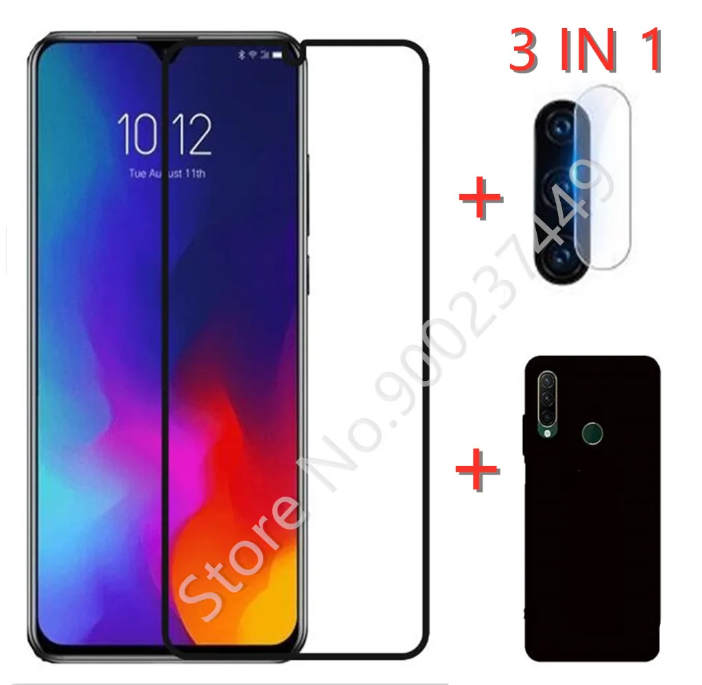 Чехол 3 в 1 + закаленное стекло для камеры Lenovo K10 Note Защитное экрана A6 Z6 Lite 9D