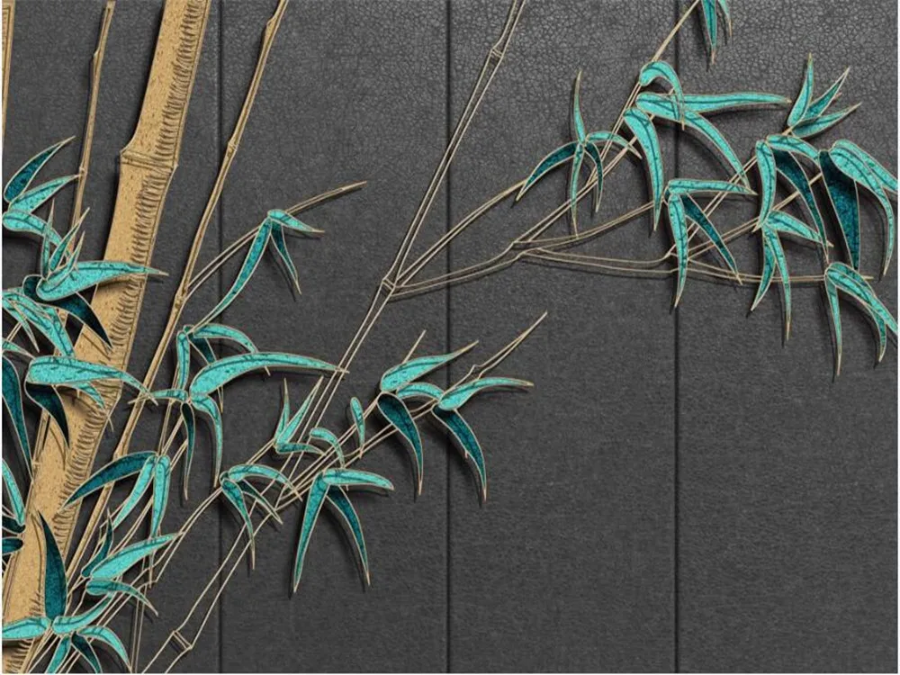 Большие настенные 3D обои milofi на заказ рельефные линии бамбуковые светлые