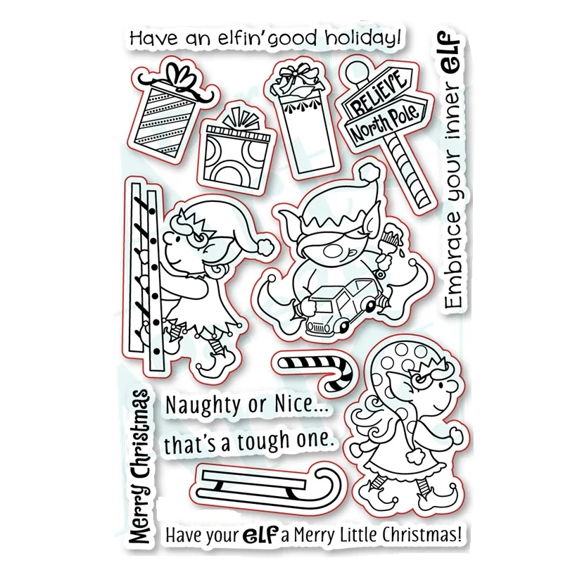 

2022 New Arrival NAUGHTY OR NICE Transparent Clear Silicone Stamp Seal for DIY Scrapbooking Photo Album Decorative Clear Stamps