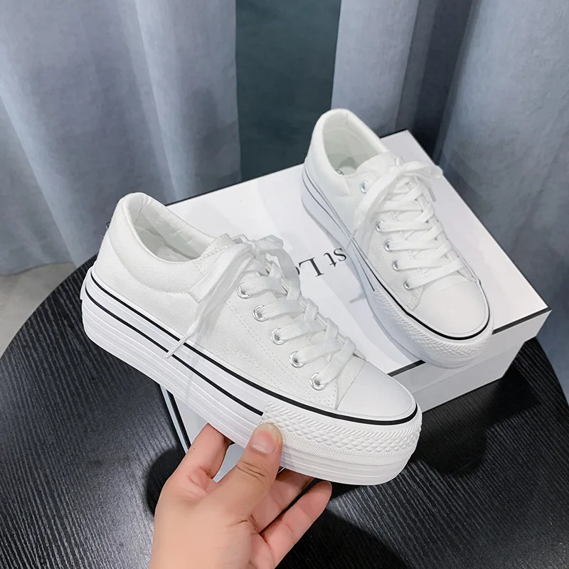

Autumn thick bottom all-match running shoes women spring flat solid color low-top canvas sneakers women chaussures femme ZY-52