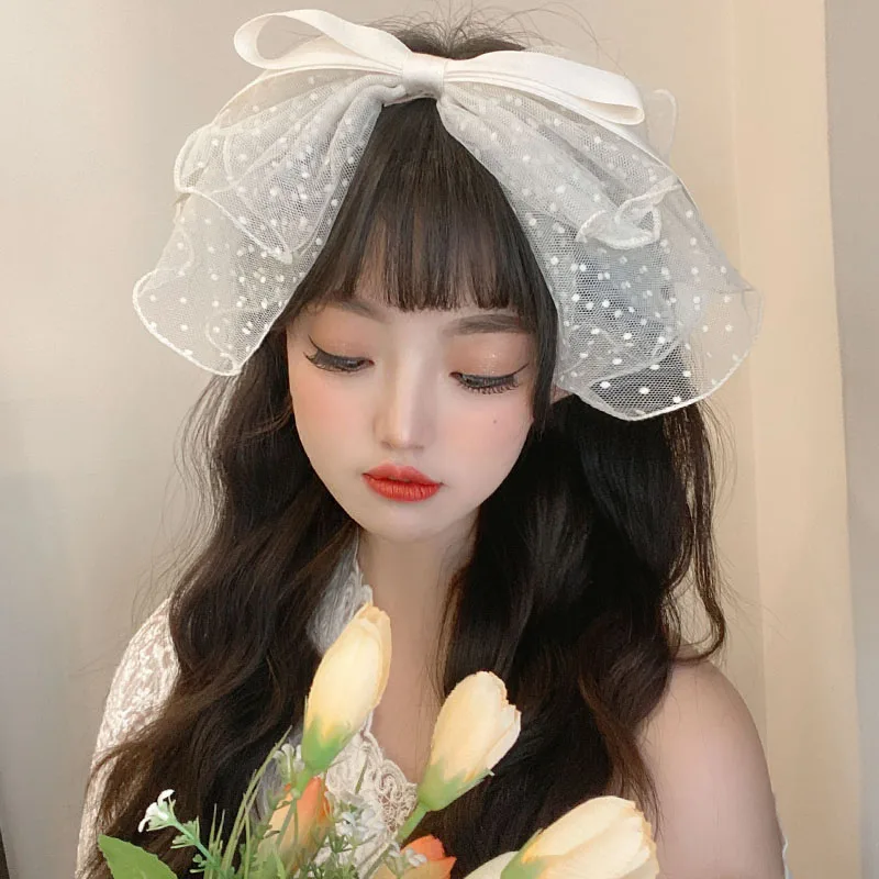 

New lovely black lace veil big bow hairpin top hairpin back hairpin sen super fairy hairpin net hair accessory