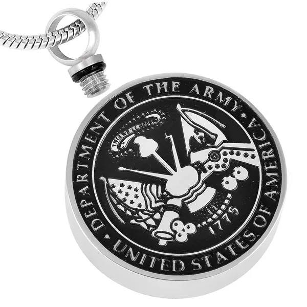 

IJD8419 UNITED STATES OF AMERICA ARMY Stainless Steel Memorial Urn Necklace For Men Keepsake Cremation Jewelry Engravable