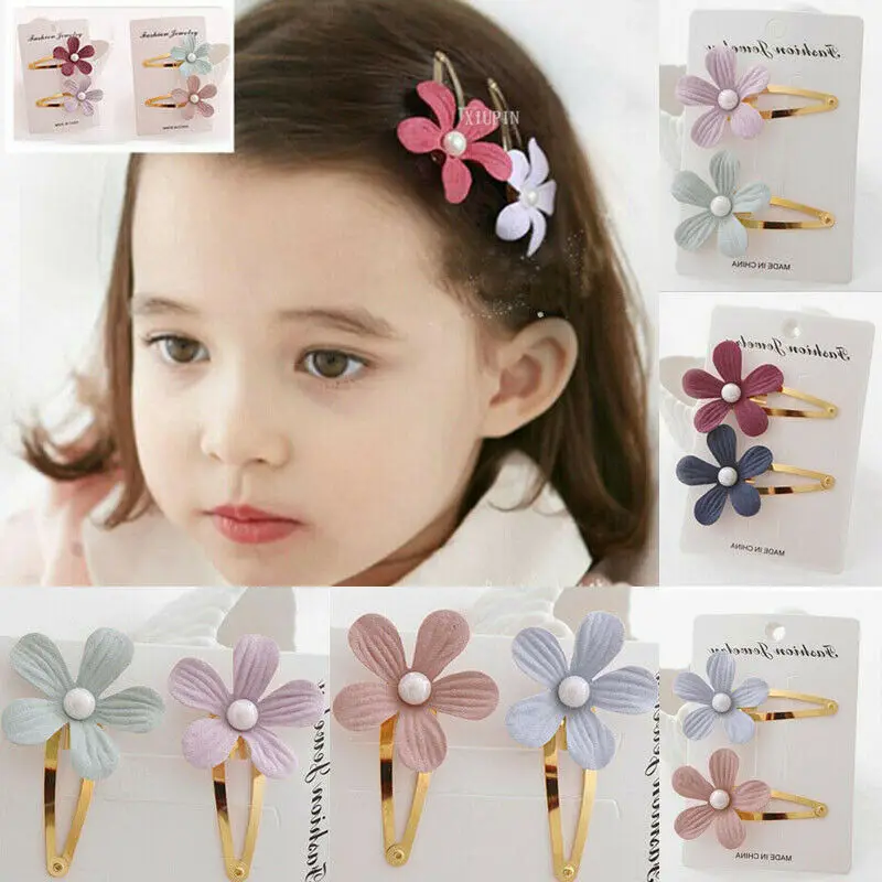

2 PCS Baby Girl Fashion Flower Floral Hairpins Kids Children Cute Barrettes Hairgrips Hair Clip Kids Headwear Accessories