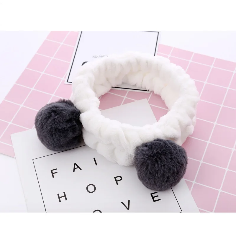 Эластичная Милая повязка для волос в виде панды мягкая флисовая на голову женщин