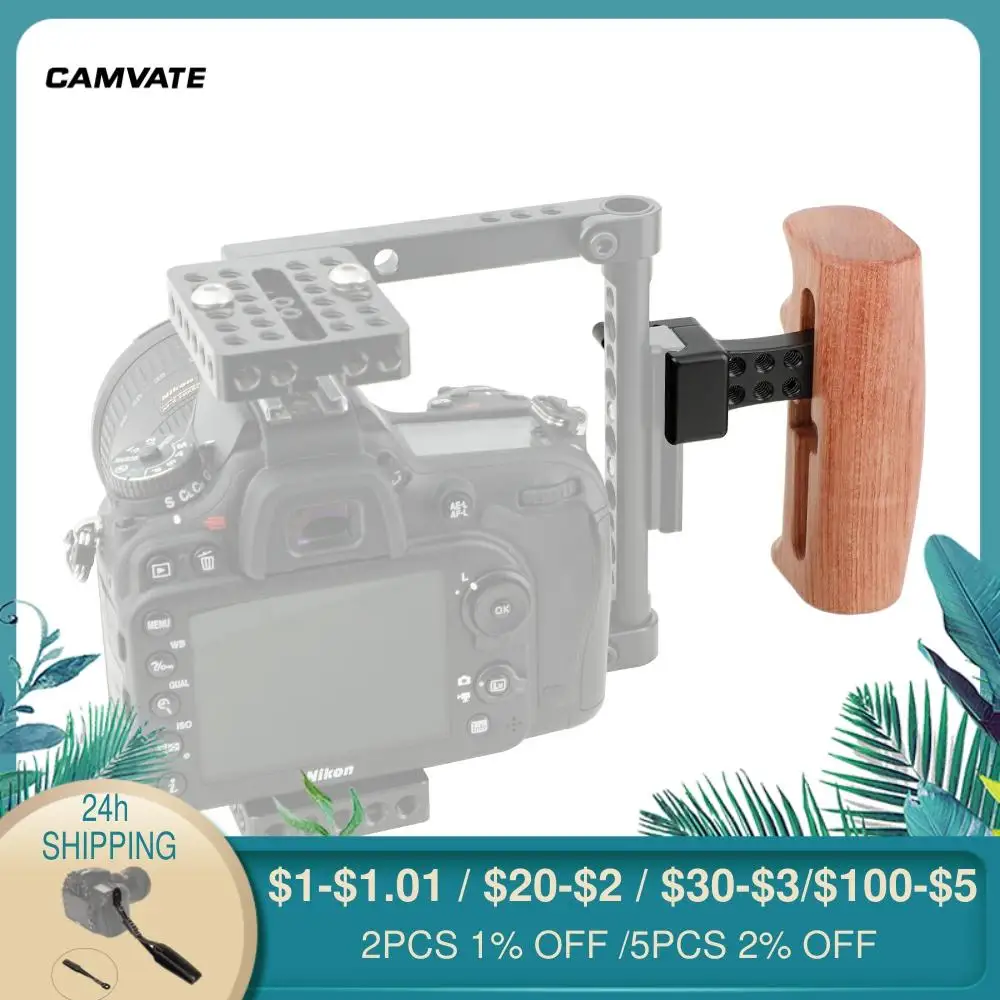 

CAMVATE Wooden Either Handgrip With NATO Clamp Connection For DSLR Camera Cage Rig/DV Video Cage/RED Camera Rig Support System