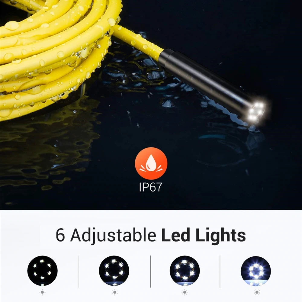 DEPSTECH 5МП Эндоскопическая камера для автомобилей 1944Р HD эндоскопической Android iSO мобильной беспроводной IP67 канализационной инспекции.