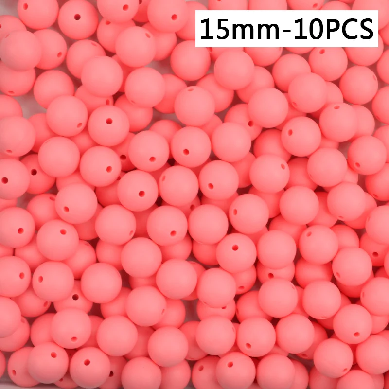 15mm-10PCS Силиконовые бусы 9/12/15 мм Детские Прорезыватель для зубов круглый Прорезывания Зубов Силиконовые Бусины Perle силиконовый зубного прикуса станет заметно Прорезывания Зубов Бусины для изготовления ювелирных изделий - Цвет: 15mm-10PCS