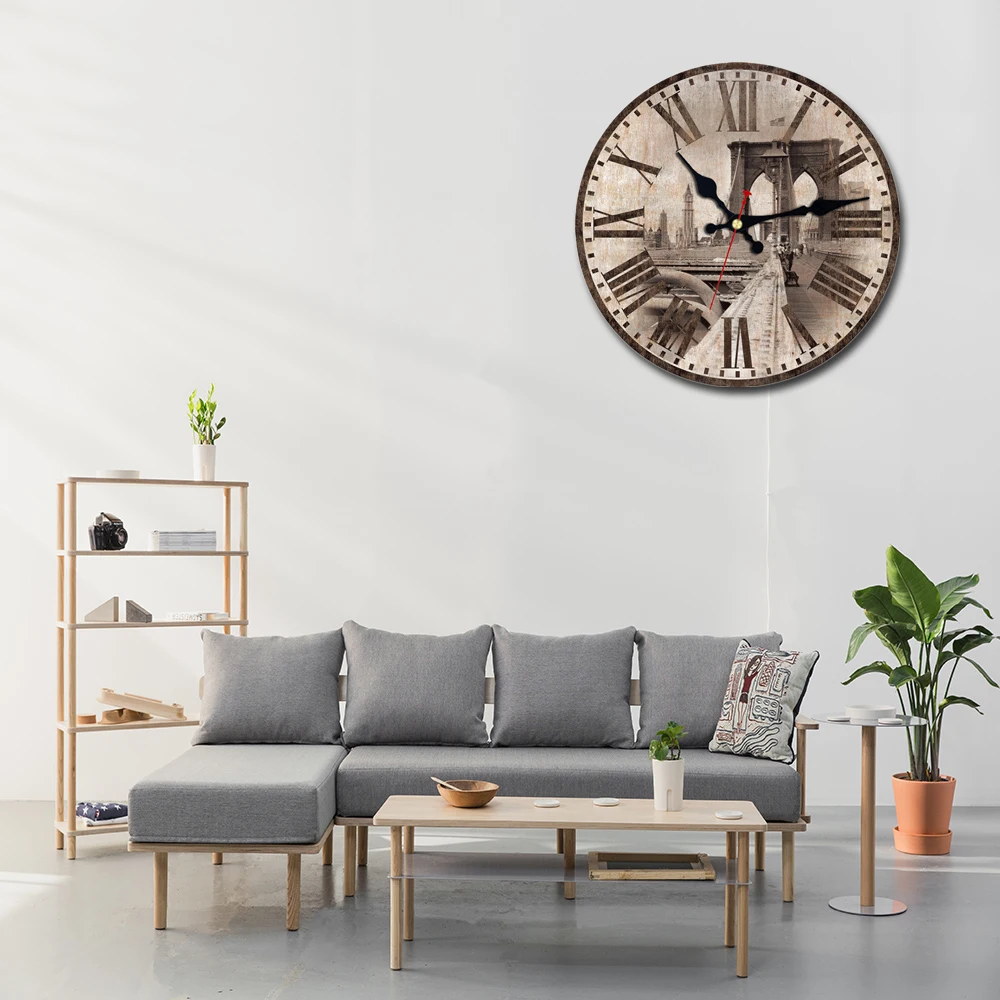 Настенные часы с изображением фермы большие настенные из дерева бесшумные в