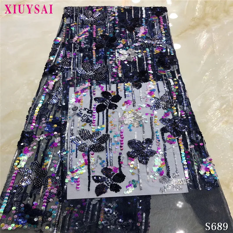 Африканская сетчатая кружевная ткань с блестками 2020 высококачественная