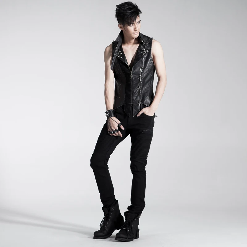 Брюки мужские зауженные из денима модные классические брюки в готическом стиле