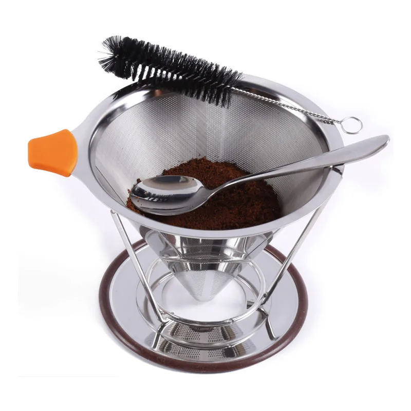 Двухслойный фильтр для кофе 304 из нержавеющей стали держатель капельного корзины